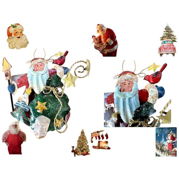 NWT VTG  Kurt Adler Santa Cardinal Birdhouse Christmas Tree Ornament Met… - Picture 7 of 12